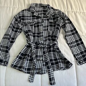 Women's Black and White Plaid Jacket